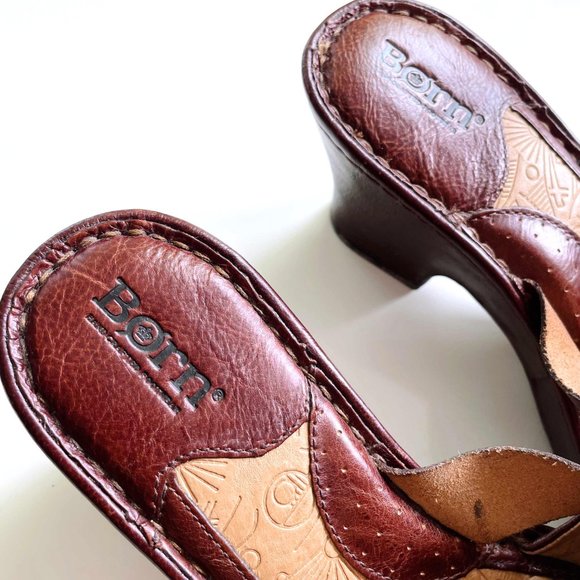born open toe leather slip on clog sandals - size 7 - Picture 3 of 7
